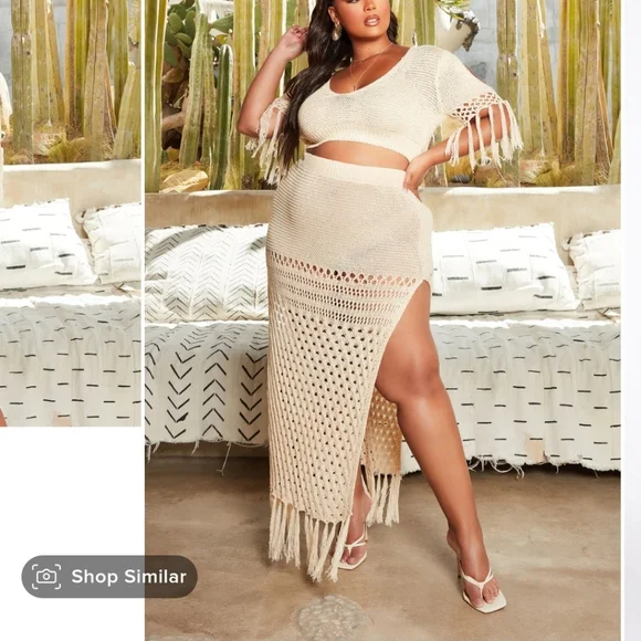 Crochet Skirt Set - Cream 3X - Picture 3 of 8